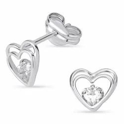 Herz Ohrringe in 14 Karat Weißgold mit 