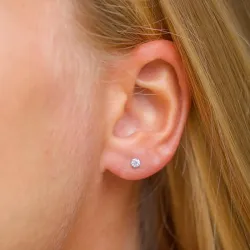3 mm ohrringe in 14 karat weißgold mit zirkonen