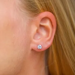 5 mm runden Ohrringe in 14 Karat Weißgold mit Zirkon