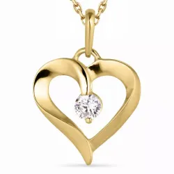 Herz Zirkon Halskette aus vergoldetem Sterlingsilber und Anhänger aus 14 Karat Gold - Gold Collection