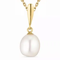 Perle Halskette aus vergoldetem Sterlingsilber und Anhänger aus 14 Karat Gold - Gold Collection