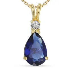 Saphir Halskette aus vergoldetem Sterlingsilber und Anhänger aus 14 Karat Gold - Gold Collection