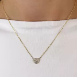 45 cm Halskette mit Herzförmiger Anhänger aus 14 Karat Gold 0,25 ct