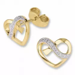 Herz diamantohrringe in 14 karat gold und weißgold mit diamanten 