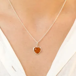 Herz Bernstein Anhänger aus Silber