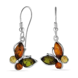 Schmetterlinge Bernstein Ohrringe in Silber