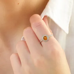 Bernstein Ring aus oxidiertem Sterlingsilber