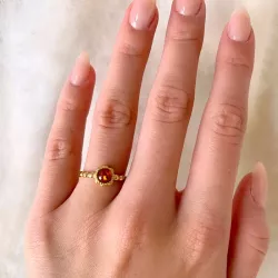 Eng Blumen Bernstein Ring aus vergoldetem Sterlingsilber