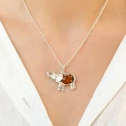 Elefant Bernstein Anhänger aus Silber