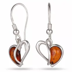 Herz Bernstein Ohrstecker in Silber