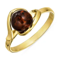 Bernstein Ring aus vergoldetem Sterlingsilber