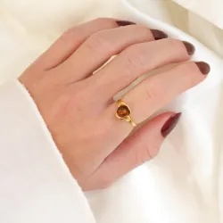 Bernstein Ring aus vergoldetem Sterlingsilber