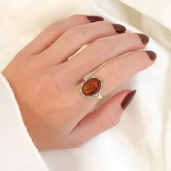 Bernstein Ring aus Silber