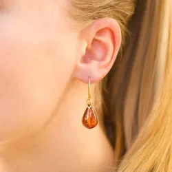 Bernstein Ohrringe in vergoldetem Silber