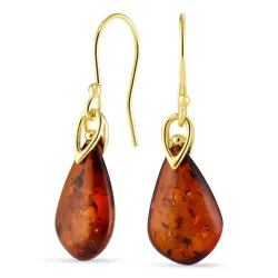 Bernstein Ohrringe in vergoldetem Silber