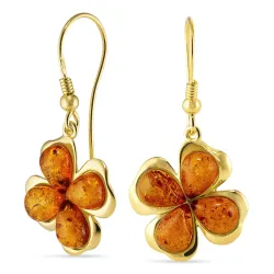 Bernstein Ohrringe in vergoldetem Silber