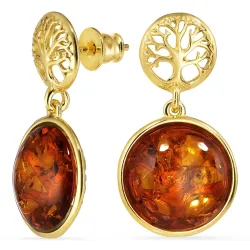 Bernstein Ohrringe in vergoldetem Silber