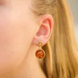 Bernstein Ohrringe in vergoldetem Silber