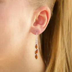 Bernstein Ohrhaken in Silber