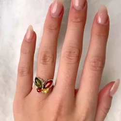 Schmetterling Bernstein Ring aus Silber