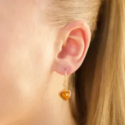 Herz Bernstein Ohrringe in vergoldetem Sterlingsilber