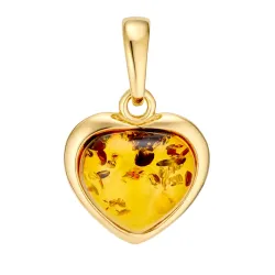 Herz Bernstein Anhänger aus vergoldetem Sterlingsilber
