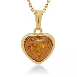 Herz Bernstein Halskette aus vergoldetem Sterlingsilber und Anhänger aus vergoldetem Sterlingsilber