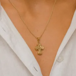 15 x 27 mm Dagmarkreuz aus vergoldetem Sterlingsilber - Amoré