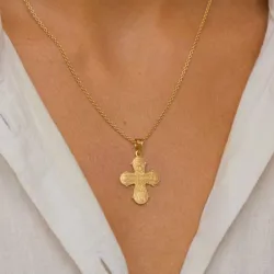 18 x 30 mm Dagmarkreuz aus vergoldetem Sterlingsilber - Amoré