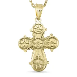 Dagmarkreuz Halskette aus vergoldetem Sterlingsilber und Anhänger aus 14 Karat Gold - Amoré
