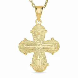 18 x 30 mm Dagmarkreuz Halskette aus vergoldetem Sterlingsilber und Anhänger aus 14 Karat Gold - Amoré