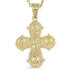 18 x 30 mm Dagmarkreuz Halskette aus vergoldetem Sterlingsilber und Anhänger aus 14 Karat Gold - Amoré