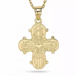 Dagmar-Kreuz mit Vater Unser Halskette aus vergoldetem Sterlingsilber und Anhänger aus 8 Karat Gold