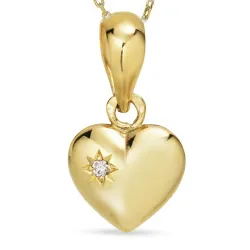 Herz Halskette aus vergoldetem Sterlingsilber und Anhänger aus 8 Karat Gold - Amoré