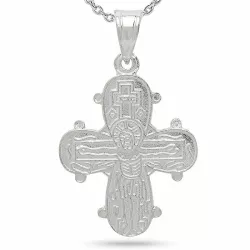 19 x 30 mm Dagmar-Kreuz mit Vater Unser Anhänger mit Halskette aus Silber und Anhänger aus Silber - Amoré