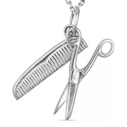 Kamm und Schere Halskette aus Silber und Anhänger aus Silber