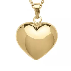 Herz Halskette aus vergoldetem Sterlingsilber und Anhänger aus 8 Karat Gold - Amoré