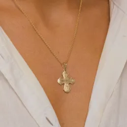 Dagmarkreuz Halskette aus vergoldetem Sterlingsilber und Anhänger aus 8 Karat Gold - Amoré