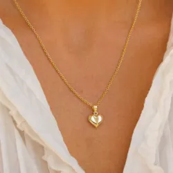 10 x 15,5 mm Herz Halskette aus vergoldetem Sterlingsilber und Anhänger aus 8 Karat Gold - Amoré