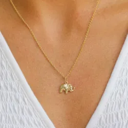 Elefant Halskette aus vergoldetem Sterlingsilber und Anhänger aus 8 Karat Gold - Gold Collection