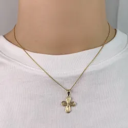 Dagmarkreuz Halskette aus vergoldetem Sterlingsilber und Anhänger aus 8 Karat Gold - Amoré