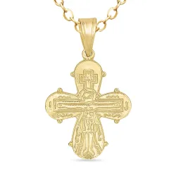 Dagmarkreuz Halskette aus vergoldetem Sterlingsilber und Anhänger aus 8 Karat Gold - Amoré