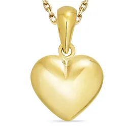 11,5 x 20 mm Herz Halskette aus vergoldetem Sterlingsilber und Anhänger aus 14 Karat Gold - Amoré