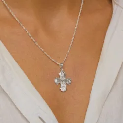 19 x 30 mm Dagmar-Kreuz mit Vater Unser Anhänger mit Halskette aus Silber und Anhänger aus Silber - Amoré