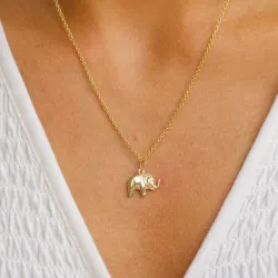 Elefant Halskette aus vergoldetem Sterlingsilber und Anhänger aus 8 Karat Gold - Gold Collection