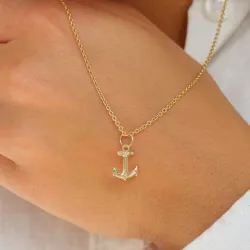 Anker Halskette aus vergoldetem Sterlingsilber und Anhänger aus 8 Karat Gold - Gold Collection