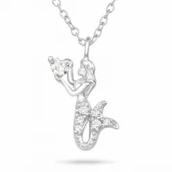 Meerjungfrau Zirkon Halskette aus Silber und Anhänger aus Silber