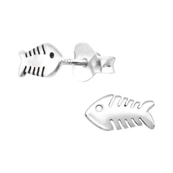 Fisch Ohrringe in oxidiertem Sterlingsilber - Little Ones