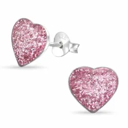 Herz hellroten Ohrringe in Silber - Little Ones