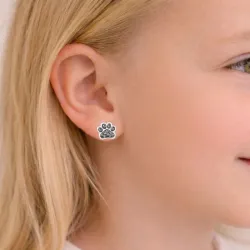 Pfote grauem Bergkristall Ohrringe in Silber - Little Ones